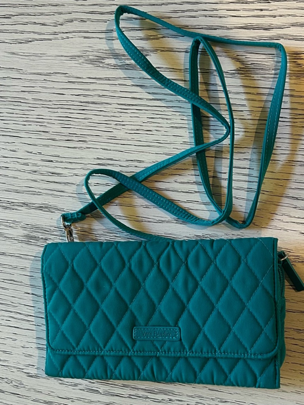 Vera Bradley Quilted Wallet/Wristlet Crossbody Bag Teal Blue